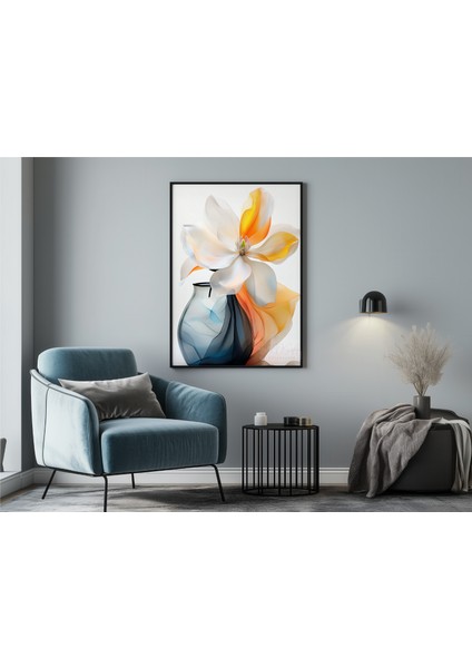 Metal Çerçeveli Gerçek Camlı Tablo - Dijital Baskı - Manolya