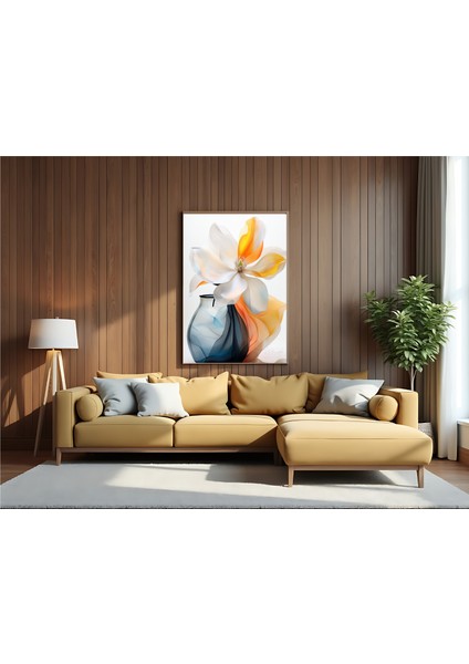 Metal Çerçeveli Gerçek Camlı Tablo - Dijital Baskı - Manolya