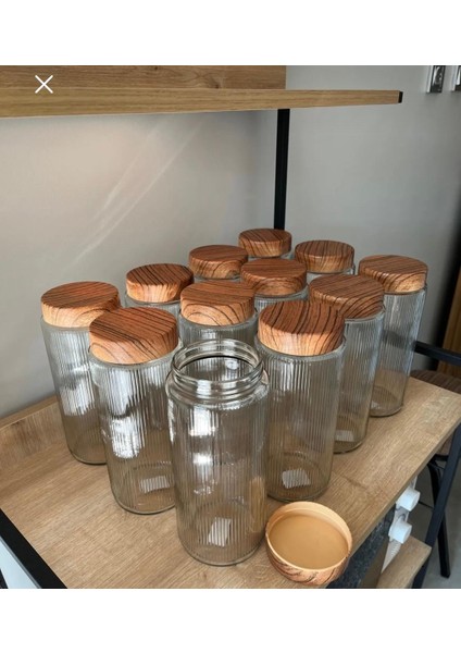 12 Adet 1.5 Litrelik Cam Kavanoz -Büyük Boy Erzak Saklama Seti