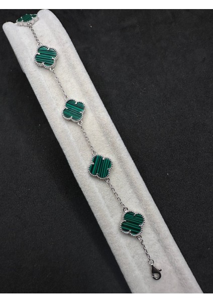 13 mm Yonca Malakit Model Gümüş Kadın Bileklik fiyatları