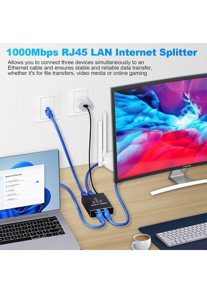 Ethernet Çoklayıcı Splitter 1 Giriş 3 Çıkış RJ45 Gigabit 1000 Mbps modelleri