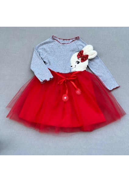 Sevimli Pelüş Tavşan Desenli Çocuk Tütü Elbise