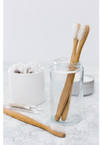 %100 Doğal Bambu Diş Fırçası_beyaz Renk_orta Sert_ Medium_tekli