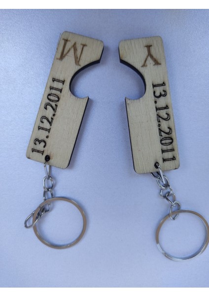 Çiftlere Özel Yazılı Ahşap Anahtarlık – Kalp Detaylı Lazer Kesim – Kavak Kontraplak modelleri