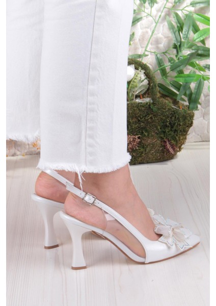 35387 Jena Simli Taşlı Fiyonk Detaylı Önü Kapalı Arkası Açık Topuklu Kadın Ayakkabı fırsatları