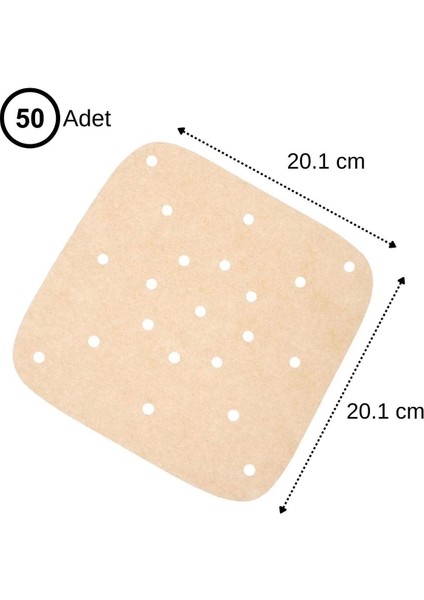 Bfs 150 Adet Air Fryer Pişirme Kağıdı Tek Kullanımlık Hava Fritöz Yağ Geçirmez Yapışmaz Gıda Pişirme Kağıdı Delikli Kare Model