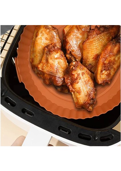 Bfs Renkli Isıya Dayanıklı Yıkanılabilir Silikon Fırın ve Airfryer Yuvarlak Model Pişirme Matı 20 cm