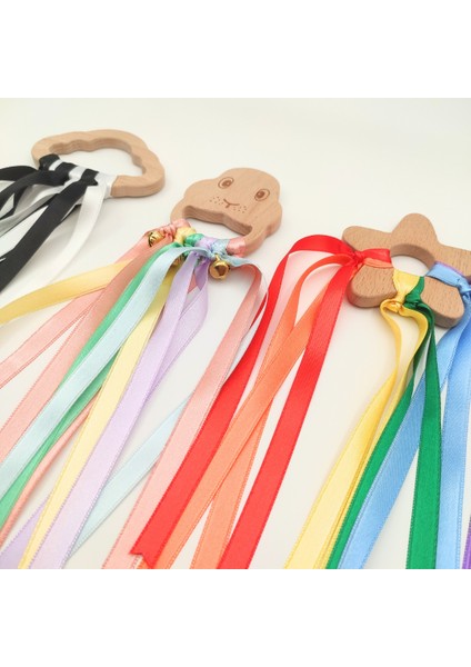 Montessori Duyusal Kurdeleli Halka Seti | 0-12 Ay Bebekler Için Ahşap, Kurdele ve Çıngıraklı Eğitici Oyuncak modelleri
