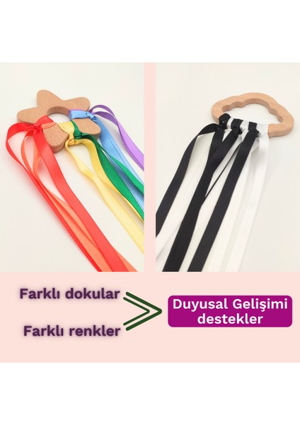 Montessori Duyusal Kurdeleli Halka Seti | 0-12 Ay Bebekler Için Ahşap, Kurdele ve Çıngıraklı Eğitici Oyuncak fırsatları