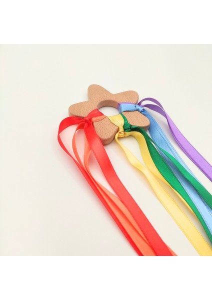 Montessori Duyusal Kurdeleli Halka Seti | 0-12 Ay Bebekler Için Ahşap, Kurdele ve Çıngıraklı Eğitici Oyuncak