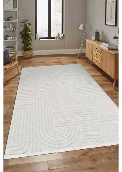 Revna Ekru Yıkanabilir Halı – Kaydırmaz Taban, Pamuk Dokuma, Salon, Çocuk Odası, Mutfak, Koridor Için Uygun