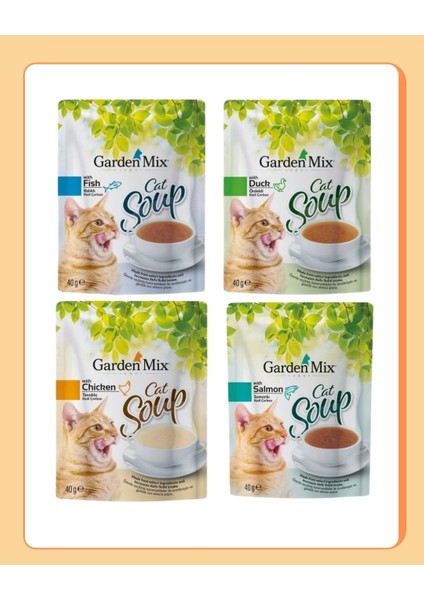 4 Farklı Aromalı Kedi Çorbası 4X40GR (Tavuk-Somon-Ördek-Balık) fiyatları