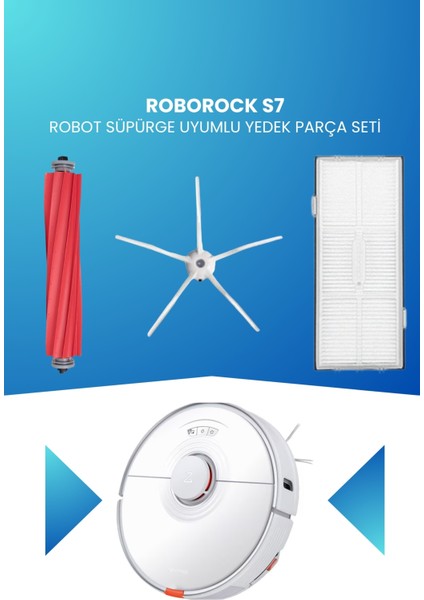 Roborock S7 Robot Süpürge Uyumlu Yedek Parça Seti - B