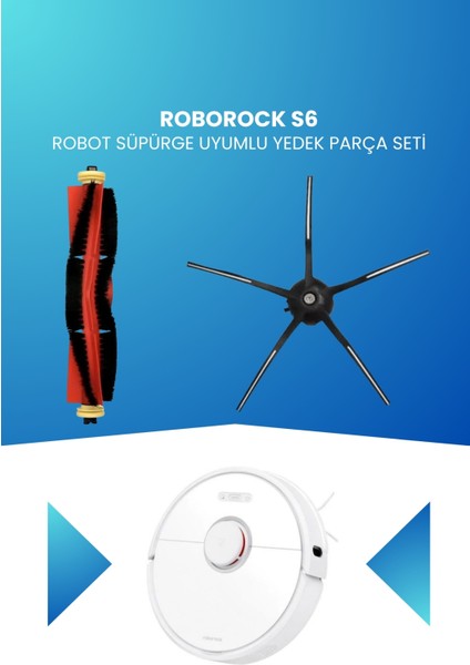 Roborock S6 Robot Süpürge Uyumlu Yedek Parça Seti - S