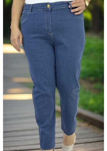 Boru Paça Ful Likralı Büyük Beden Jean Kot Pantolon