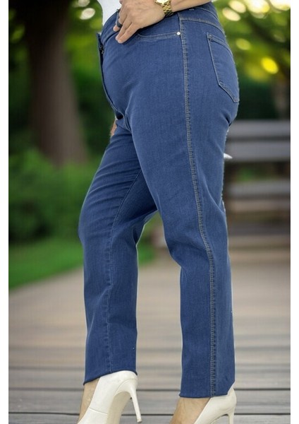 Boru Paça Ful Likralı Büyük Beden Jean Kot Pantolon fırsatları