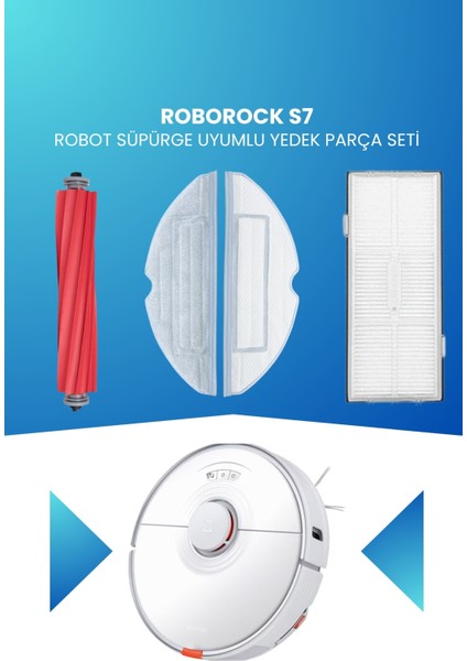 Roborock S7 Robot Süpürge Uyumlu Yedek Parça Seti