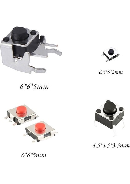 233 Parça Tact Switch, Push Buton Seti – Smd ve Tht Mikro Buton Anahtar Çeşitleri fırsatları