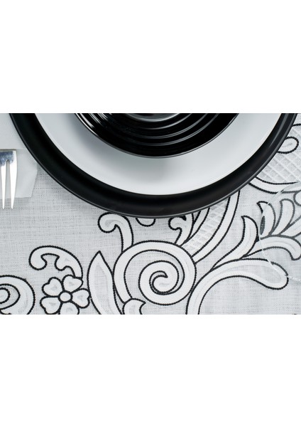 Nakışlı Siyah Masa Örtüsü modelleri