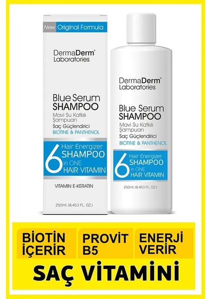 Saç Hacimlendiren Biotin ve Mavi Su Katkılı Pantenol Şampuan 250ML.