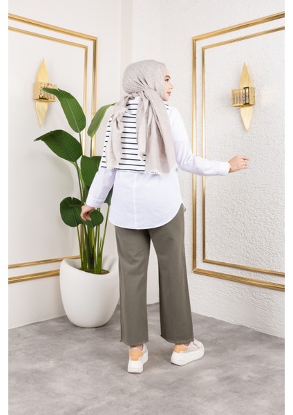 Beli Lastikli Keten Pantolon - Haki / A0104 fırsatları
