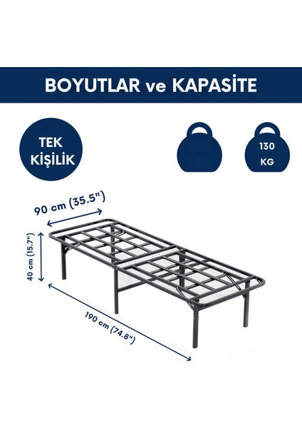 Smart Base Tek Kişilik Katlanır Metal Karyola