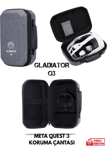 Gladiator Q3 Gri Meta Quest 3 Çantası Quest 3 ve 3s Uyumlu Özel Çanta fiyatları