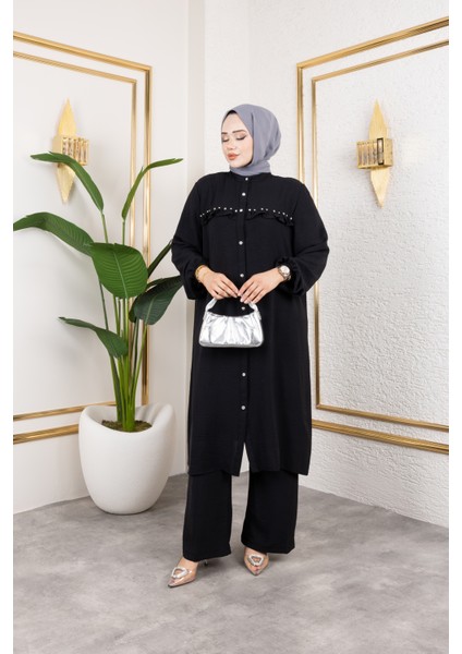 Ayrobin Kumaş Inci Detaylı Takım / T112 - Siyah fiyatları