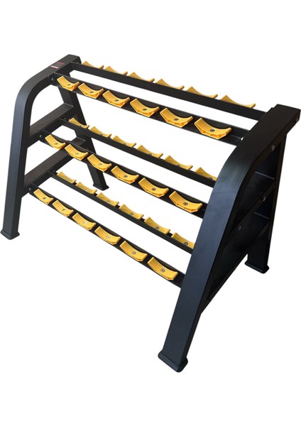 18’li Profesyonel 3 Katlı Çelik Dumbell Sehpası – Sağlam & Kaymaz Dumbell Rack
