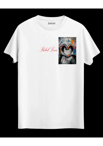 Rebel Love Unisex Beyaz Baskılı Tshirt