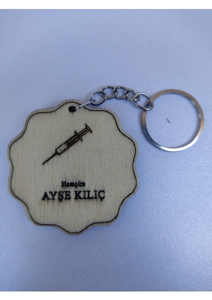Kişiye Özel Yazılı Ahşap Anahtarlık – Hemşire Detaylı Lazer Kesim – Kavak Kontraplak fiyatları