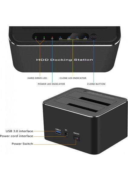 Usb 3.0 hdd docking station 2.5 inç,3.5 inç sata hdd klonlama standı HDD dock fırsatları