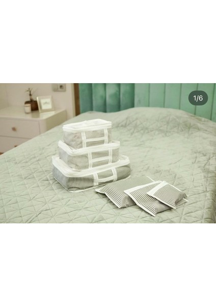 Bavul Içi Düzenleyici Valiz Organizer 6 Lı Set - Çizgili modelleri