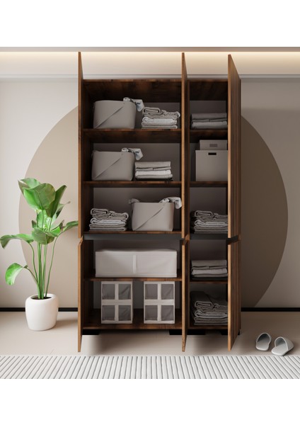 Floransa 6 Kapılı Flr6-Irf Ceviz - Antrasit Gardırop-Çok Amaçlı Dolap-Yüklük fırsatları