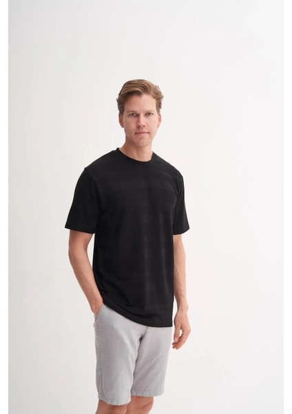 Bisiklet Yaka Regular Fit Örme Tişört 4123