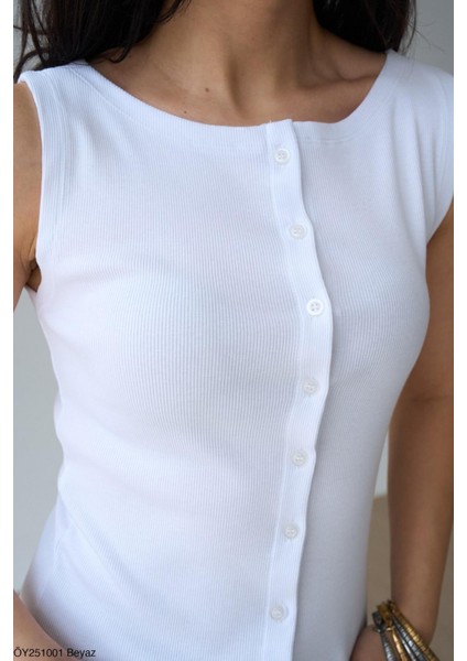 Kadın Beyaz Renk Bisiklet Yaka Düğmeli Bluz Yelek fiyatları