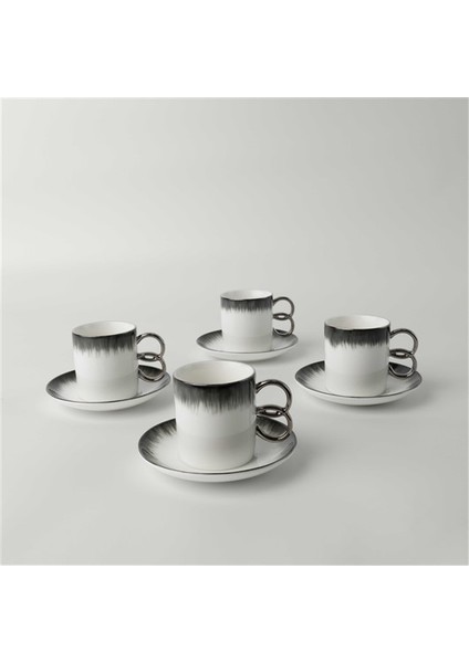 Edith Porselen 4'lü 110 ml Kahve Fincan Takımı Antrasit