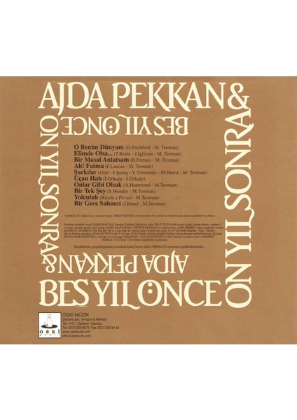 Ajda Pekkan & Beş Yıl Önce On Yıl Sonra - CD fiyatları