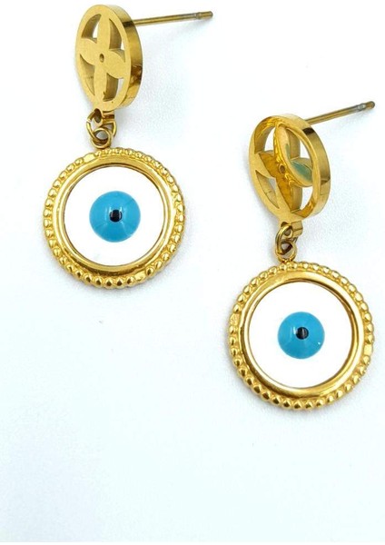 Gold Renk Figürlü Çelik Küpe