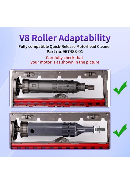 2 Pack Silindir Fırçası Dyson V8 Absolute, V8 Absolute Exclusive, V8 Absolute Pro, Parça No. 967485-01 Için Uyumlu (Yurt Dışından) fırsatları