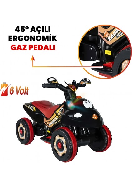 Renkli LED Işıklı Müzikli Akülü Atv Çocuk Motoru – Kırmızı indirimleri