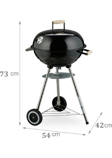 Yuvarlak Kömürlü Mangal Ahşap Kulplu Tekerlekli Mangal 39 cm modelleri