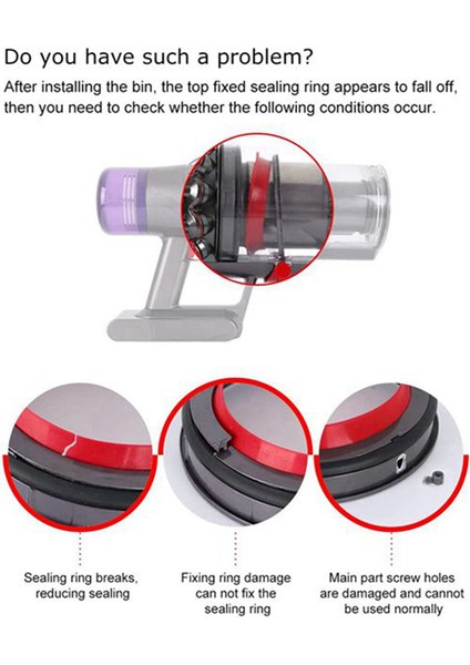Dyson V11 V15 SV14 SV15 SV22 Için Toz Haznesi Sızdırmazlık Halkası Değişimi (Yurt Dışından) modelleri