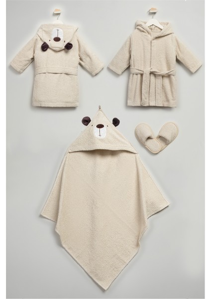 My Baby Kumsal % 100 Pamuk 0 - 24 Ay Bornoz Seti Sevimli Ayı Desen Kutu İçerisinde 30030