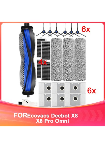 Ecovacs Deebot X8 Için Aksesuar Seti, X8 Pro Omni: Toz Torbaları, Hepa Filtreleri, Yan Fırçalar, Silindir Paspası, Ana Fırça Içerir (Yurt Dışından)
