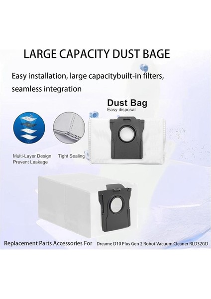9 Adet Dream D10 Plus Gen 2/RLD32GD Robot Vakum Süpürge Parçaları Toz Çanta (Yurt Dışından) fırsatları