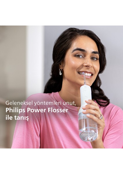 Sonicare Power Flosser 3000 Ağız Duşu Kablosuz, Yedek Başlık Hediyeli - Beyaz HX3826/31