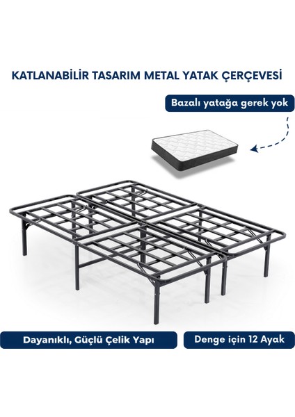 Smart Base Çift Kişilik Katlanır Metal Karyola