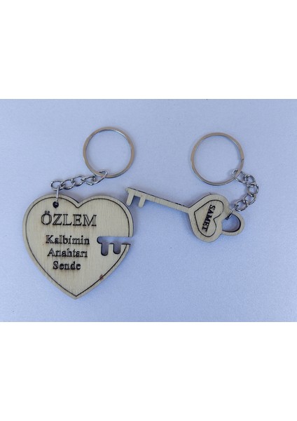 Çiftlere Özel Yazılı Ahşap Anahtarlık – Yapboz Detaylı Lazer Kesim – Kavak Kontraplak