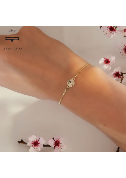 14 Ayar Altın Plakalı Terazi Burçlarına Özel Zincirli Yuvarlak Motifli Hediye BILEKLIK-417BURÇ fiyatları